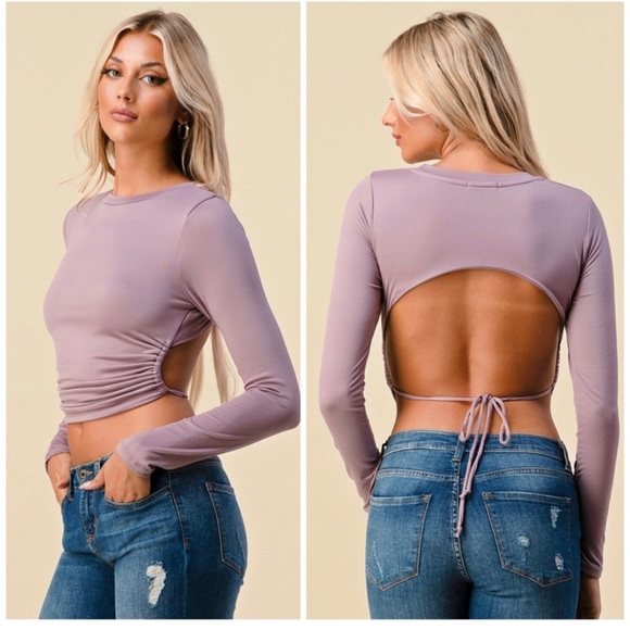 Tops - Lilac open back long sleeve top